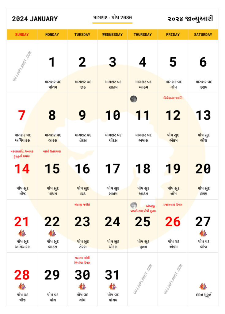 JANUARY Calendar