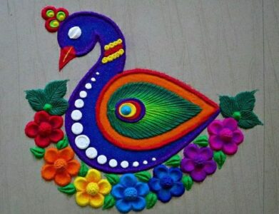 મોર ની રંગોળી વાળી ડિઝાઇન 27