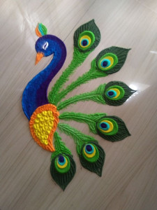 મોર ની રંગોળી વાળી ડિઝાઇન 30