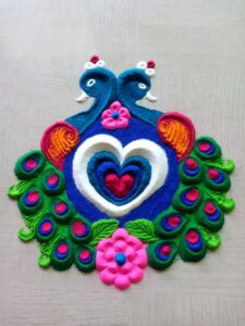 મોર ની રંગોળી વાળી ડિઝાઇન 17