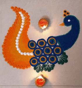 મોર ની રંગોળી વાળી ડિઝાઇન 19