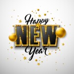 2020 Happy New Year illustration with 3d typography lettering, and Christmas ball on white background. Vector Holiday design with shiny bright lights for flyer, greeting card, banner, celebration poster, party invitation or calendar